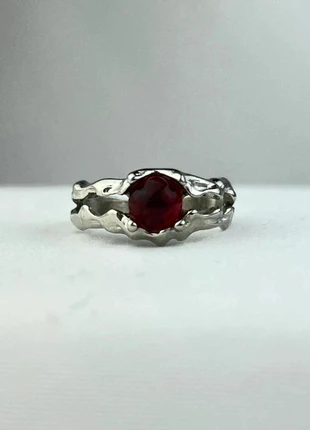 Bague Organique Ajustable avec Cabochon Rouge Grenat Style Y2K Gothique, brand: CHROME, condition: Very good, size: Adjustable, €12.00, €13.30 includes Buyer Protection Pro