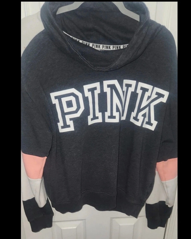 Victoria's Secret PINK Sweatshirt Gray Coral White Size L 1