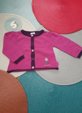 Gilet fille 6 mois P'tit Bisou rose et violet boutons fleurs, brand: P'tit Bisou, condition: Very good, size: 6-9 months / 68 cm, €6.00, €7.00 includes Buyer Protection