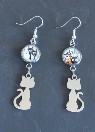 Boucles d’oreilles chat – tendresse et fantaisie, état: Très bon état, 17,00 €, 18,55 € Protection acheteurs (Pro) incluse