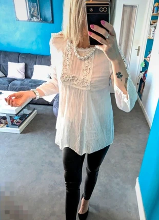 🌺Blouse blanche, ample, dentelle, Zara, en taille XS🌺, brand: Zara, condition: Very good, size: XS / 34 / 6, €10.00, €11.20 includes Buyer Protection Pro