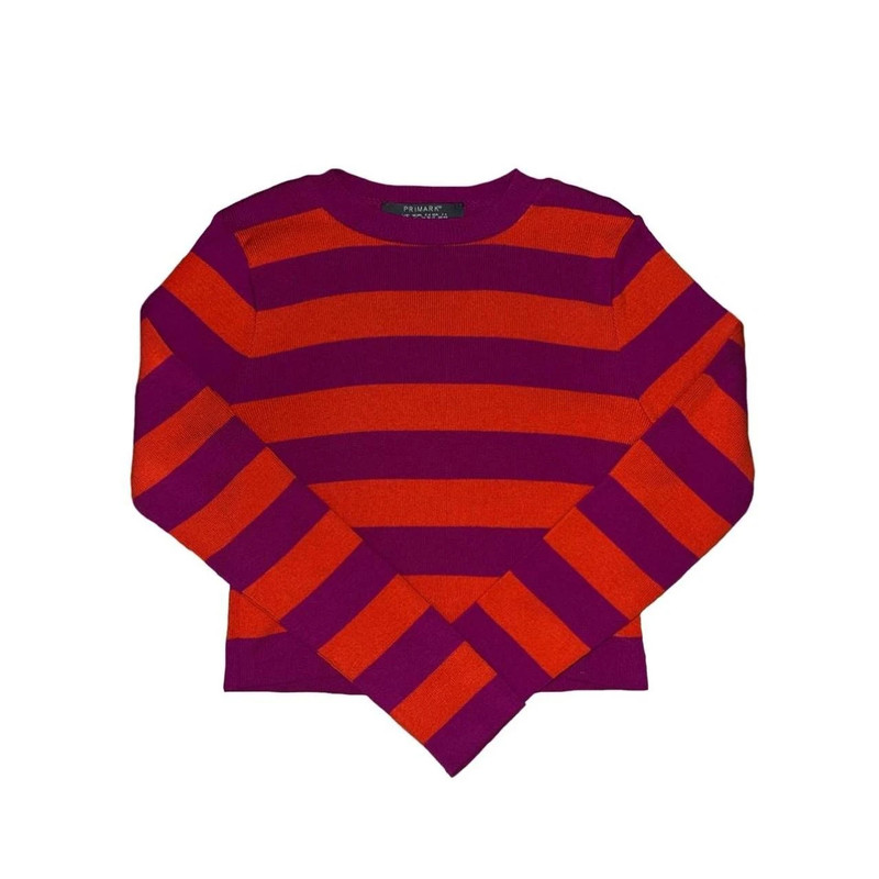 Primark xs pink and orange striped cropped sweater 1