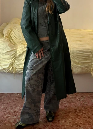 Gabardina larga cuero vintage y2k verde botella m, marque: Vintage Dressing, état: Très bon état, taille: M / 38 / 10, 45,00 €, 47,95 € Protection acheteurs incluse