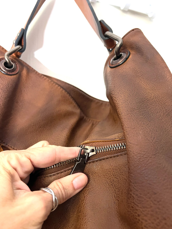 Brown Isabelle Hobo Handbag Purse Solid Bag Minimalist Casual Everyday  Zipper 4