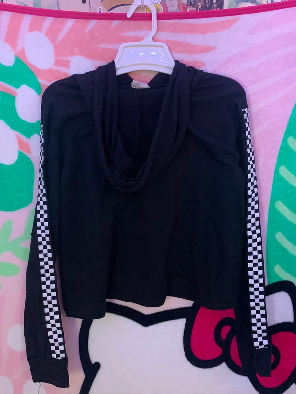 Black hoodie w/ checkerboard sleeves 2