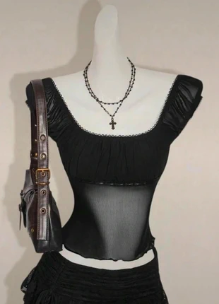 Top y2k vintage froncé broderies, marque: top y2k vintage froncé, état: Neuf sans étiquette, taille: M / 38 / 10, 21,00 €, 22,75 € Protection acheteurs incluse