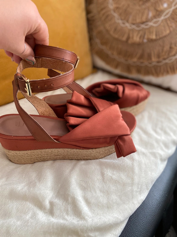 Next burnt orange copper wedge sandals size 4