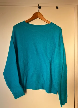 Pull turquoise oversize col rond en maille douce - h&m, marca: H&M, estado: Muy bueno, tamaño: S / 36 / 8, 5,00 €, 5,95 € Protección al comprador incluida