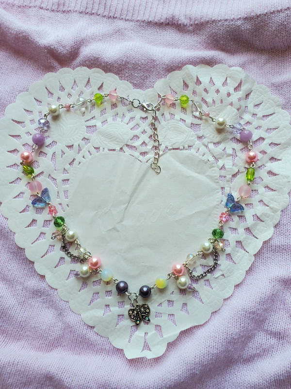 Fairycore butterfly beaded colorful necklace 1