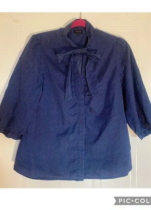 Jaeger Size 14 Navy Small White Polkadot Blouse Shirt Pussybow 100% Cotton, brand: Jaeger, condition: Very good, size: M / UK 12-14, £14.99, £16.44 includes Buyer Protection