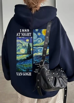 Pull à capuche bleu marine Van Gogh – Motif artistique au dos – Taille M, marque: ArtWear, état: Très bon état, taille: M / 38 / 10, 44,99 €, 47,94 € Protection acheteurs incluse