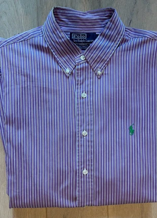 Vintage Ralph Lauren Custom Fit Shirt – Purple & White Stripes with Green Logo – Size L (16½), marque: Ralph Lauren, état: Neuf sans étiquette, taille: L, 28,00 €, 30,10 € Protection acheteurs incluse