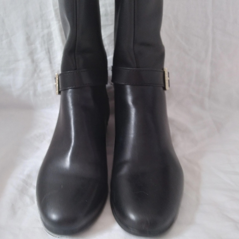 Tahari Lacey Black Leather Riding Boots, Size 6 1/2 M 3