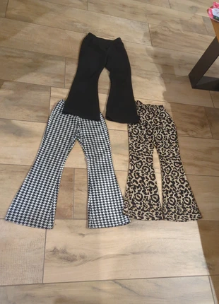 Lot de 3 pentalons souples pattes d'éléphant, marque: Shein, état: Très bon état, taille: 12 ans / 152 cm, 5,00 €, 5,95 € Protection acheteurs incluse