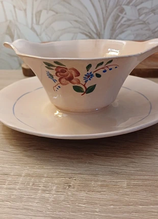 Saucière vintage Digoin Sarreguemines rose fleurs peint main, merk: Digoin Sarreguemines, staat: Goed, € 14,00, € 15,40 inclusief Kopersbescherming