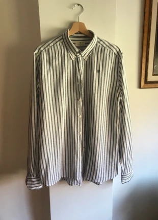 Camisa lino rayas marino y blanca, marque: Navarro Moreno, état: Très bon état, taille: M, 10,00 €, 11,20 € Protection acheteurs incluse