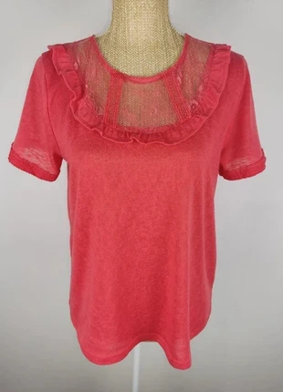 Blouse manches courtes corail et dentelles ajourée taille M Grace & Mila, marca: Grace & Mila, estado: Muy bueno, tamaño: M / 38 / 10, 7,00 €, 8,05 € Protección al comprador Pro incluida