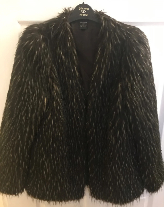 Kate Moss For Topshop Faux Fur Coat Size 12 RARE 1