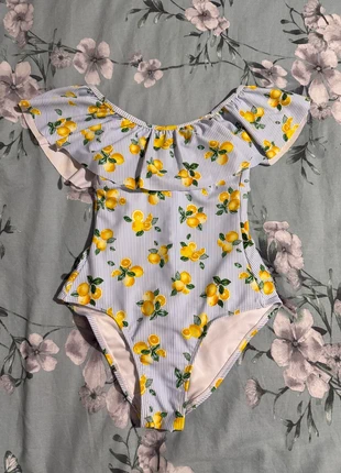 Blue mix lemon print flounce swimsuit size 8 - rrp £35, brand: Boux Avenue, condition: New with tags, size: S / UK 8-10, £6.00, £7.00 includes Buyer Protection