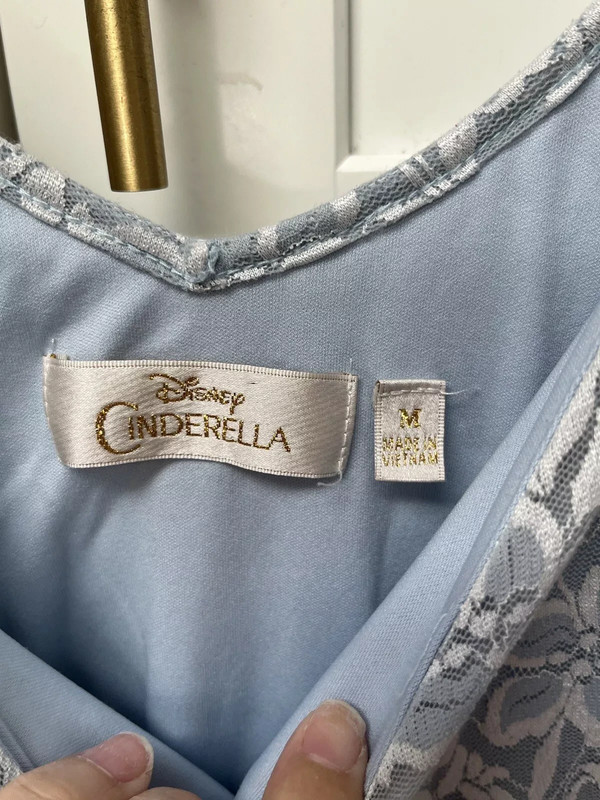 Disney Cinderella Womens Lace Dress Blue Floral Ruffle Cap Sleeve Tulle Hem-Med 5