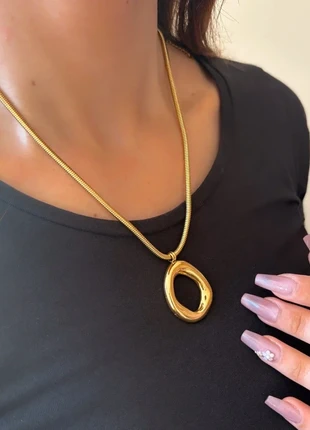 Collier doré vintage pendentif anneau texturé acier inoxydable, brand: BijouterieParibell, condition: Very good, €23.50, €25.38 includes Buyer Protection Pro