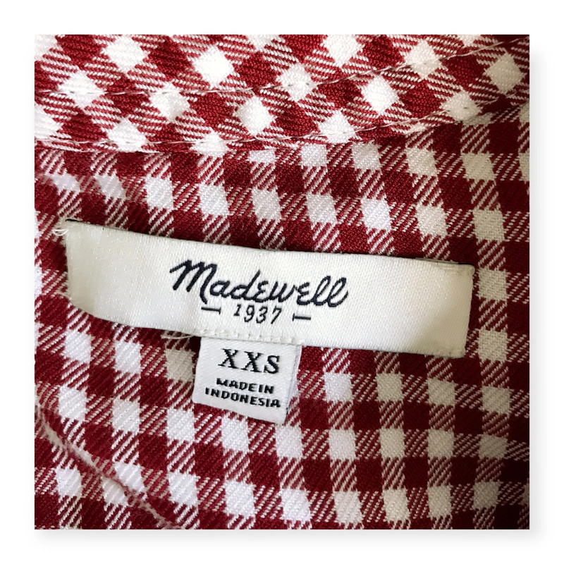 Madewell Filmscore Gingham Short Sleeve Dress, Size XXS, Red 3