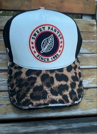 Sweet Pants Trucker Hat – Black/White Mesh Cap | Leopard-print brim lining | New with Tags, brand: Sweet Pants, condition: New with tags, size: One size, €35.00, €37.45 includes Buyer Protection