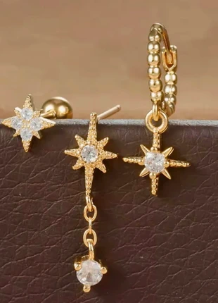 Magnifique lot 3 boucles d'oreilles créoles étoiles dorées inoxydable, zustand: Sehr gut, 17,00 €, 18,55 € beinhaltet Vinted-Käuferschutz Pro