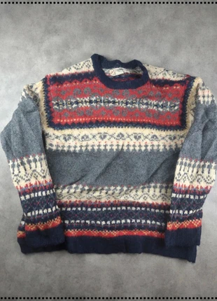 Pull d'Hiver Chaud Laine Motif Fair Isle Norvégien Rouge Bleu Gris col rond L, marque: Vintage Dressing, état: Très bon état, taille: L, 18,00 €, 19,60 € Protection acheteurs incluse