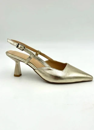 Décolleté modello Slingback con Cinturino Regolabile Leather Scarpe Donna Gold Oro Taglia 38, marca: Daphne, estado: Novo com etiquetas, tamanho: 38, €64.00, €67.90 inclui Proteção do Comprador Pro