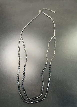 Laura Ashley double layer black and silver tone beaded necklace, brand: Laura Ashley, condition: Very good, £7.00, £8.05 includes Buyer Protection