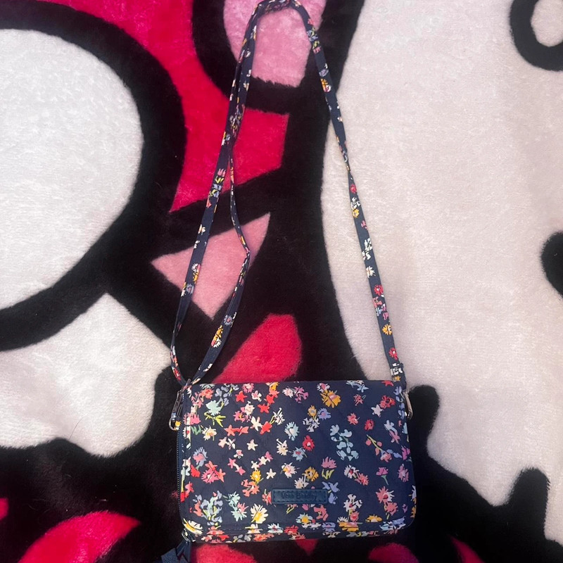 vera bradley flower wallet bag with shoulder strap 1