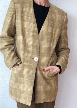 Americana vintage de cuadros sin cuello, marca: Vintage Dressing, estado: Muito bom, tamanho: L / 40 / 12, €24.00, €25.90 inclui Proteção do Comprador