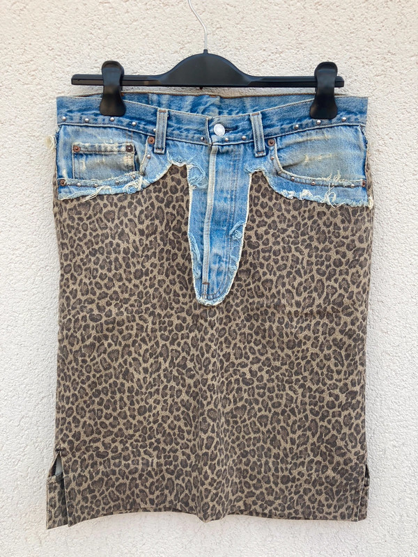 Gonna jeans leopardata y2k con borchie Levi s Vinted