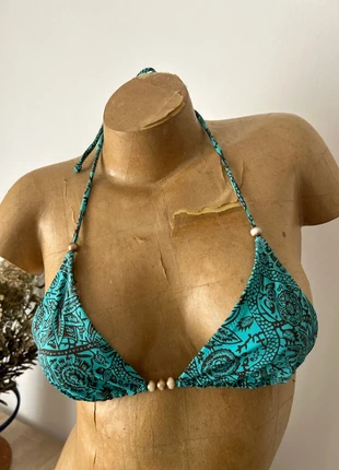 Bikini Top Turquesa Estampado con Detalles Étnicos talla S, marque: Local, état: Très bon état, taille: S / 36 / 8, 3,00 €, 3,85 € Protection acheteurs incluse