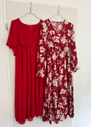 Lot de 2 robes rouges – elegant & floral red dresses S, merk: Shein, staat: Nieuw zonder prijskaartje, maat: S / 36 / 8, € 10,00, € 11,20 inclusief Kopersbescherming