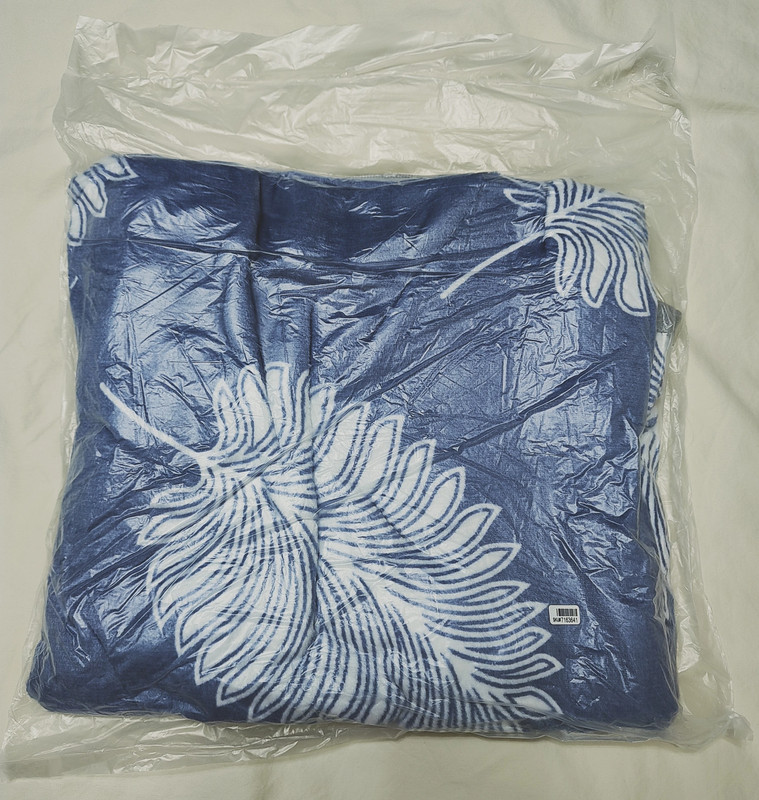 Leave Pattern Flannel Blanket Blue 2