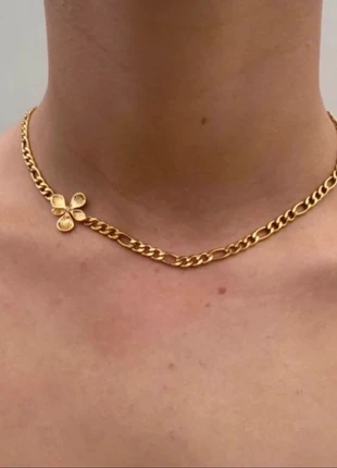 Side Lotus Flower Women 18K Gold Figaro Chain Necklace, brand: Caitlyn Jones, condition: New without tags, £8.50, £9.63 includes Buyer Protection