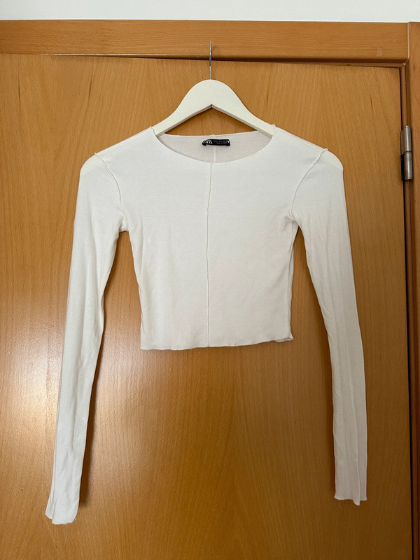 Camisola cropped branco S Zara 1