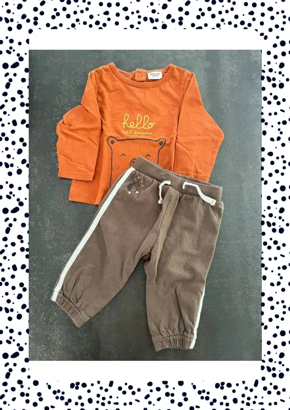 Ensemble teeshirt manches longues Tape à l’œil et jogging Sergent Major taille 9 mois