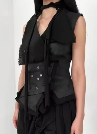 Top bi matière similicuir noir, brand: Japan Style, condition: New without tags, size: S / 36 / 8, €35.00, €37.45 includes Buyer Protection