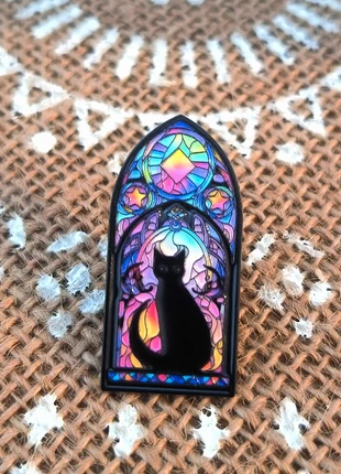 Pin’s Chat Noir Vitrail Reflets Envoûtants & Charme Mystique, staat: Heel goed, € 3,00, € 3,85 inclusief Kopersbescherming