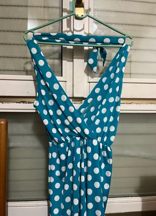 tutina anni ottanta blu a pois bianchi con cinturino abbinato, merk: Blu, staat: Nieuw zonder prijskaartje, maat: M / 38 / 10, € 5,00, € 5,95 inclusief Kopersbescherming