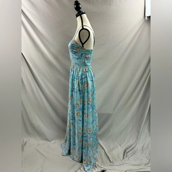 Boho Floral Print Cami Dress Blue 3