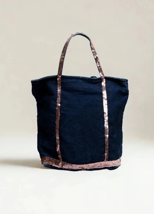 Sac cabas en jean bleu foncée et sequins • Denim & Sequins Tote Bag Morgan, brand: Morgan, condition: Good, €9.00, €10.15 includes Buyer Protection