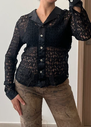 Office siren black lace shirt vintage y2k, brand: Vintage, condition: Very good, size: M / 38 / 10, €17.00, €18.55 includes Buyer Protection