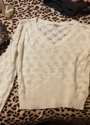 pull en laine blanc y2k, marke: Pimkie, zustand: Sehr gut, größe: S / 36 / 8, 6,00 €, 7,00 € inklusive Vinted-Käuferschutz