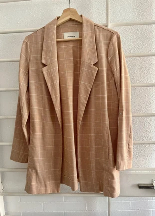 Stradivarius checked oversized blazer beige brown, size XS, classic and trendy style, merk: Stradivarius, staat: Nieuw zonder prijskaartje, maat: XS / 34 / 6, € 7,00, € 8,05 inclusief Kopersbescherming