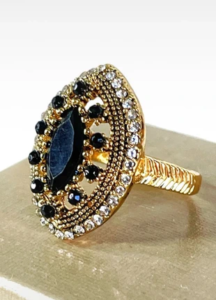 Anello Marquise nero Donna 17 mm in Metallo Rodiato – Gioiello Elegante e Glamour Autunno Inverno!, état: Très bon état, taille: 17,3 mm, 15,00 €, 16,45 € Protection acheteurs incluse