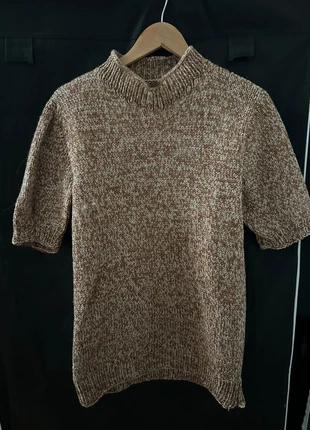 Maille marron clair et blanche tricotée à la main vintage , merk: Fait Main, staat: Heel goed, maat: M / 38 / 10, € 10,00, € 11,20 inclusief Kopersbescherming